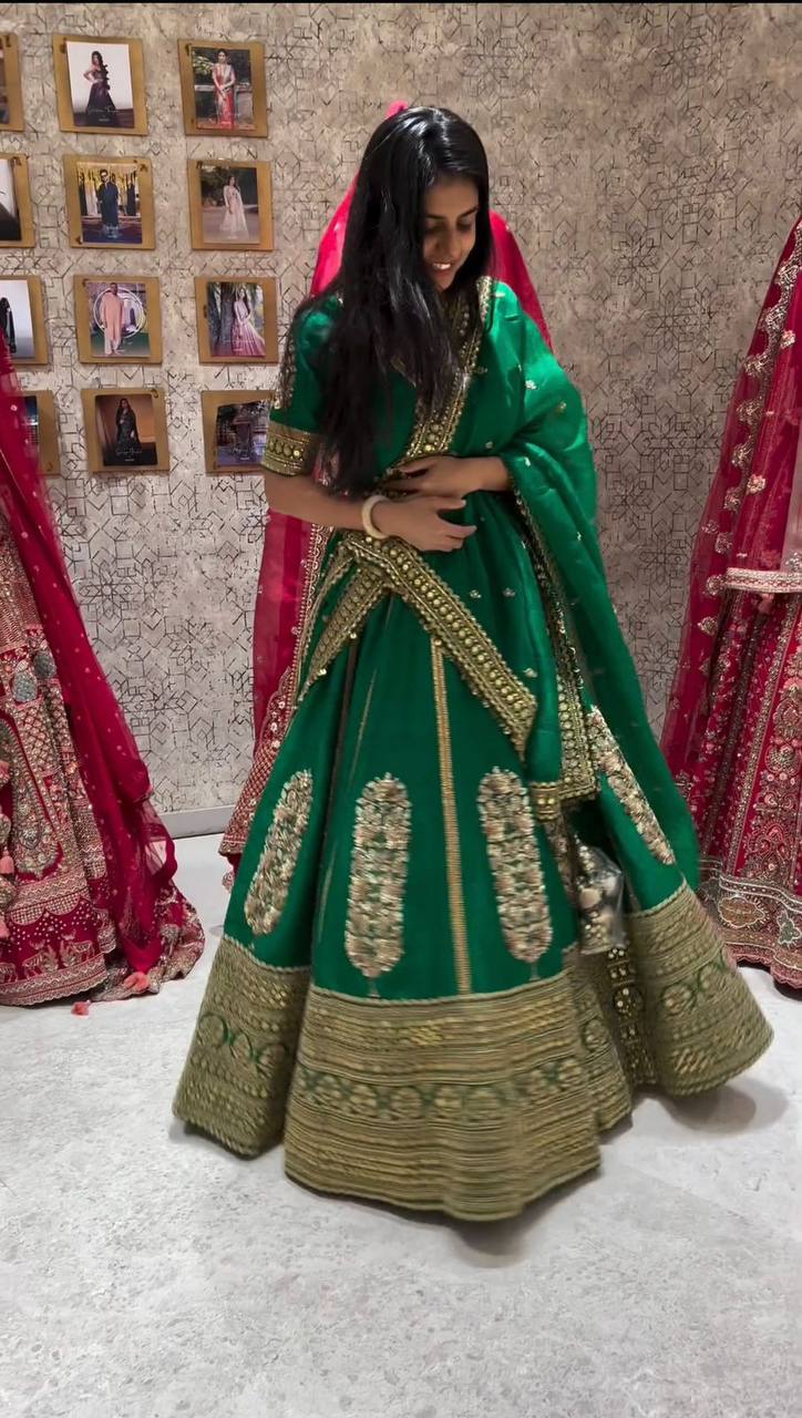 Green Embroidery Work Lehenga Choli With Georgette Dupatta