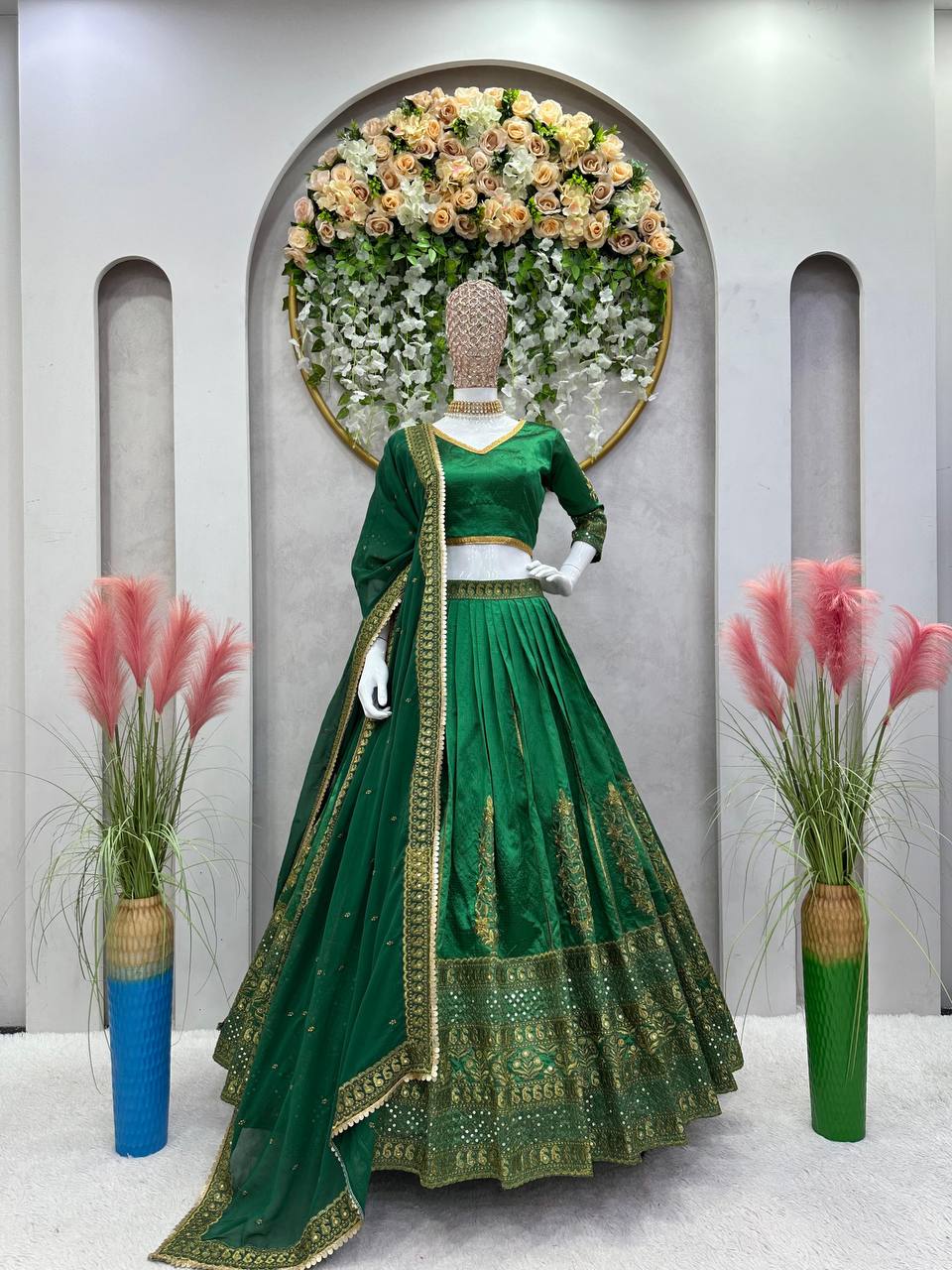 Green Embroidery Work Lehenga Choli With Georgette Dupatta