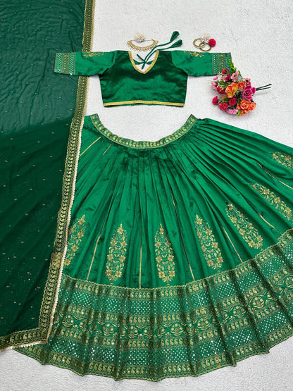 Green Embroidery Work Lehenga Choli With Georgette Dupatta