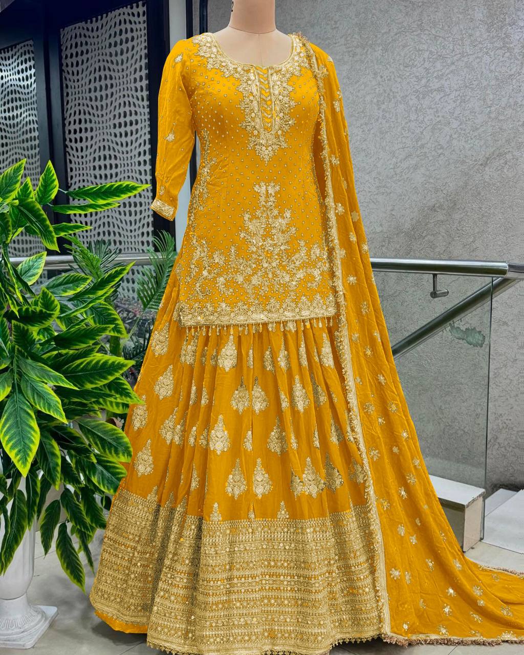 Festive Wear Full Work Yellow Color Lehenga With Top