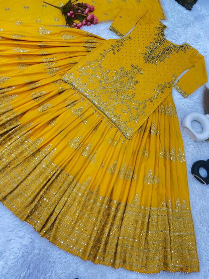 Festive Wear Full Work Yellow Color Lehenga With Top