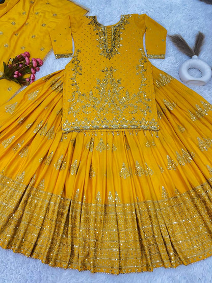 Festive Wear Full Work Yellow Color Lehenga With Top