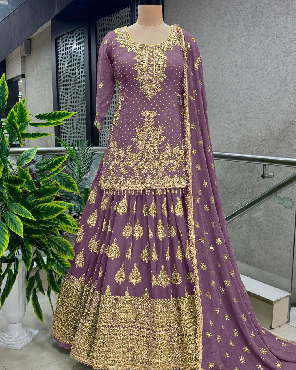 Festive Wear Full Work Dusty Pink Color Lehenga With Top