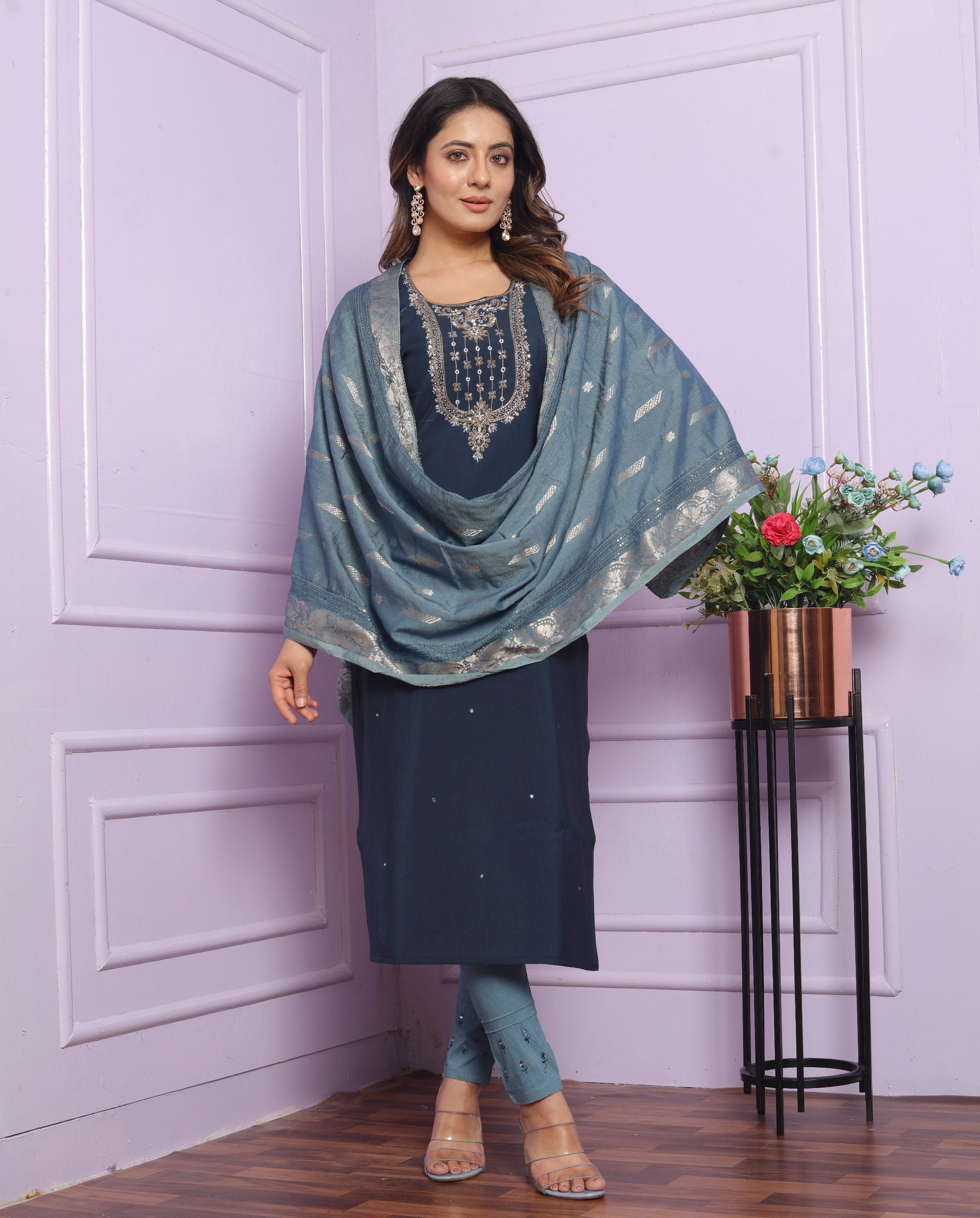 Fully Stitched Blue Color Hand Work Salwar Suit