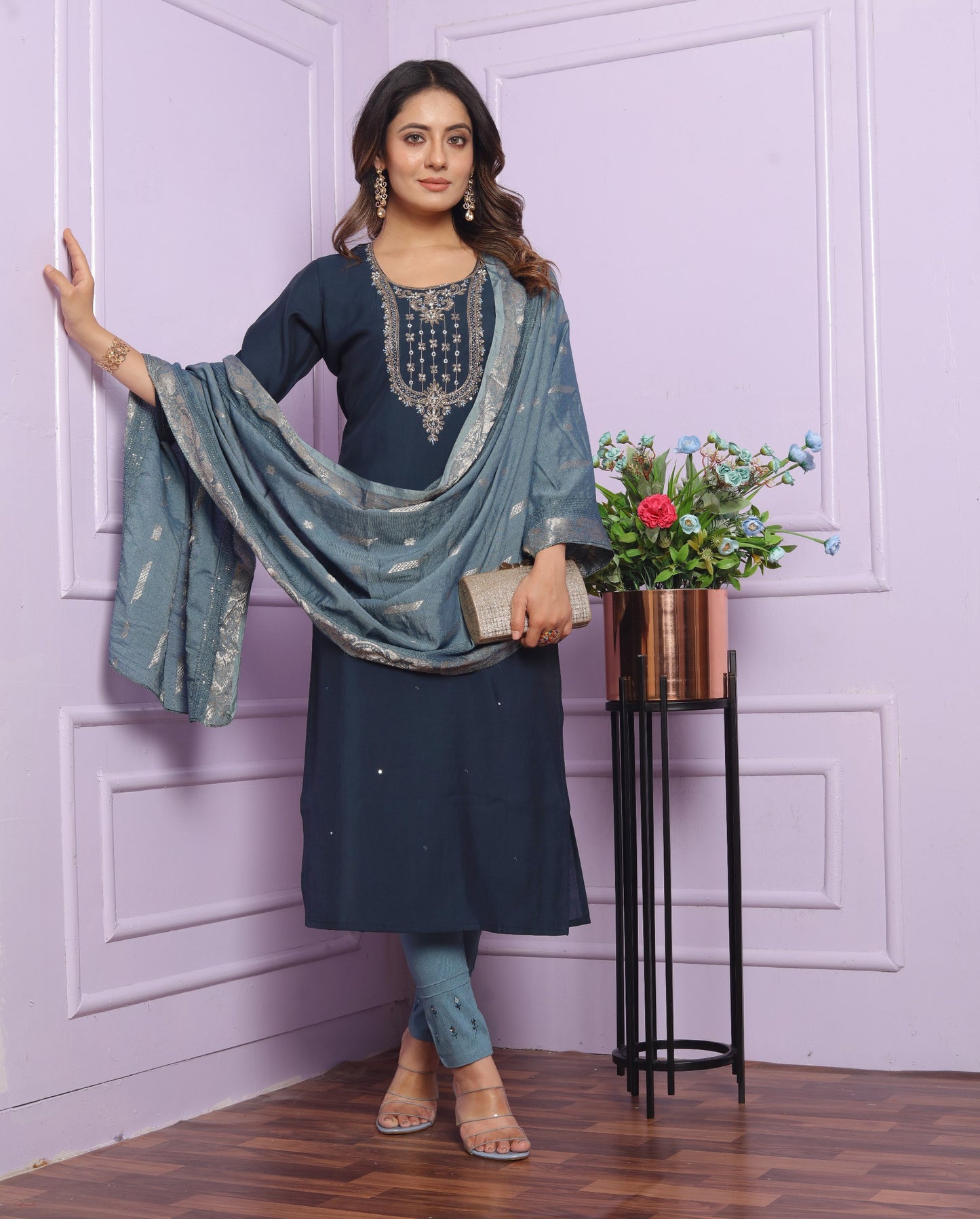 Fully Stitched Blue Color Hand Work Salwar Suit