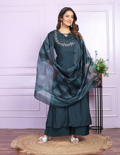 Amazing Kali Pattern Navy Blue Color Salwar Suit