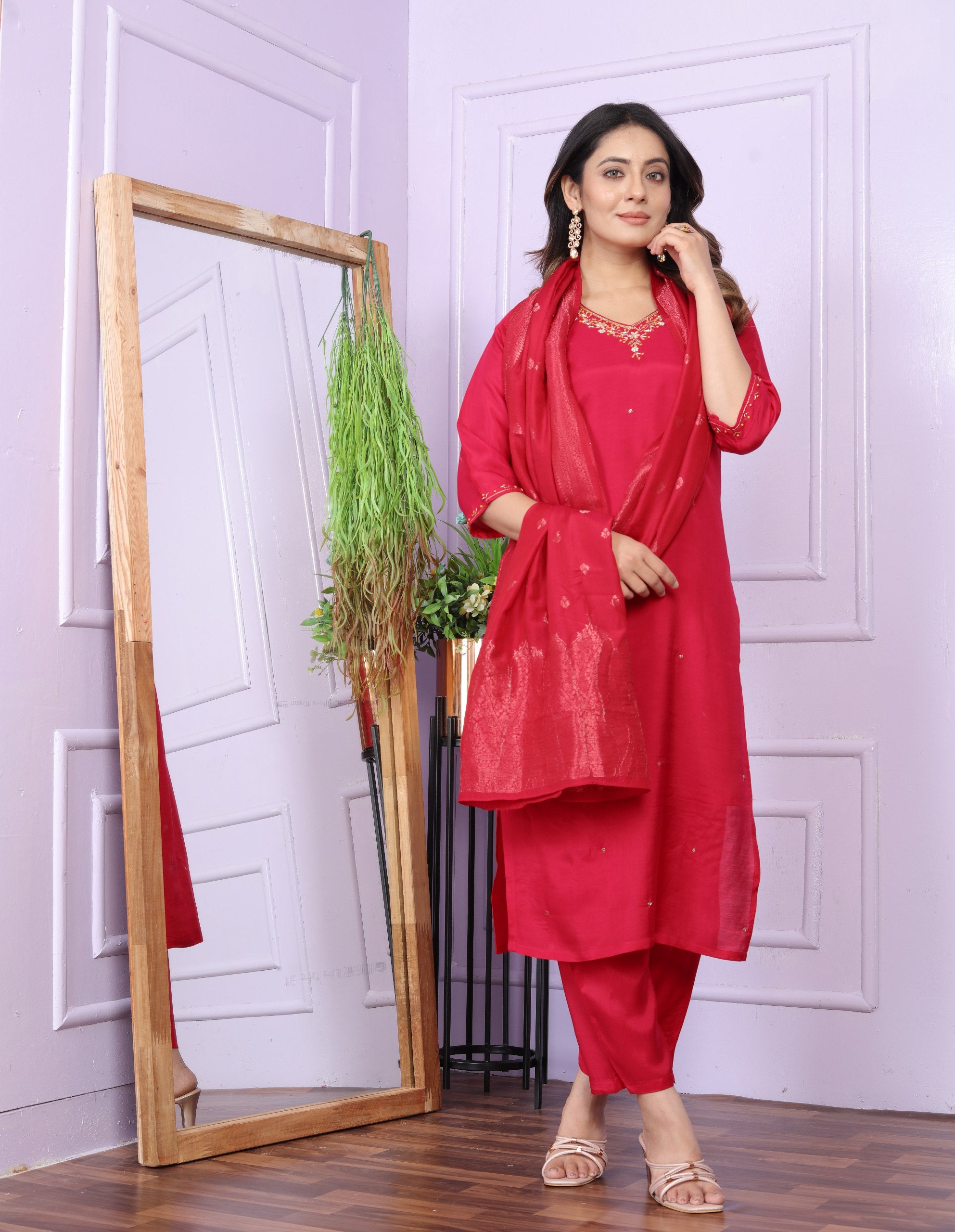 Festive Wear Pink Color Muslin Salwar Suit