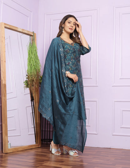 Bandhani Design Teal Blue Color Salwar Suit