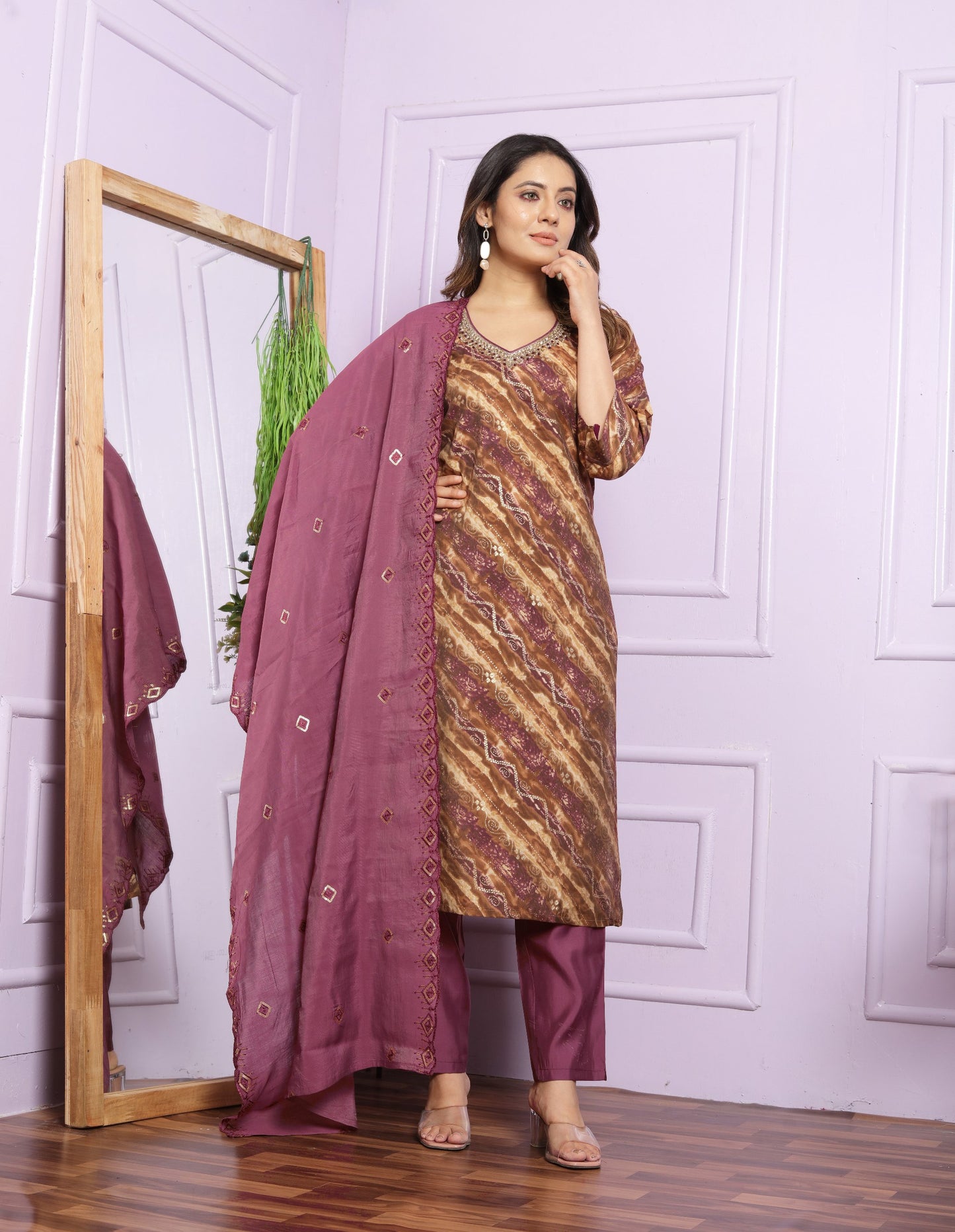 Elegant Hand Work Dusty Pink Color Salwar Suit