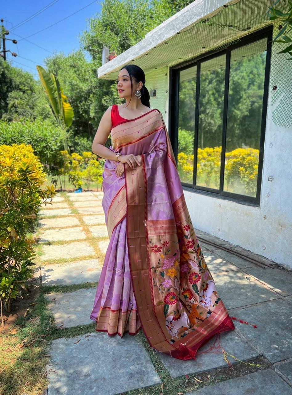 Traditional Design Pink Color Paithani Silk Saree