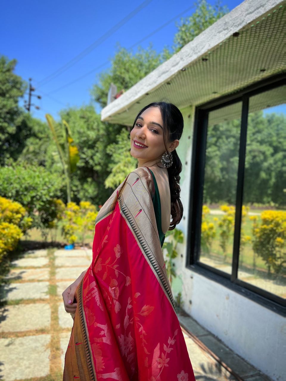 Traditional Design Dark Pink Paithani Silk Saree