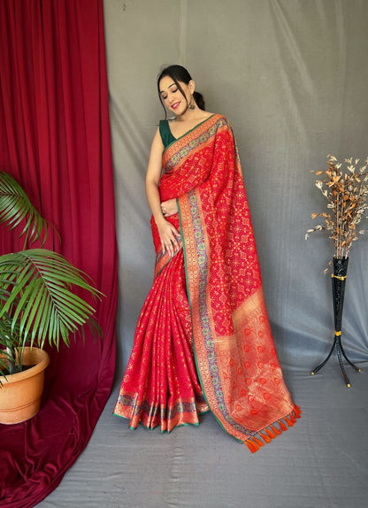 Rich Pallu Red Color Patola Silk Saree