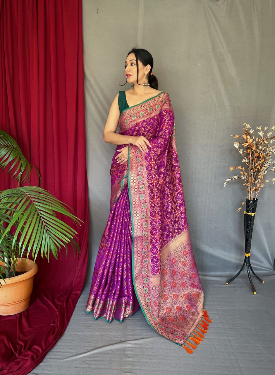 Rich Pallu Purple Color Patola Silk Saree