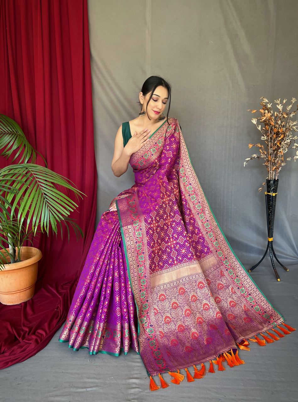 Rich Pallu Purple Color Patola Silk Saree