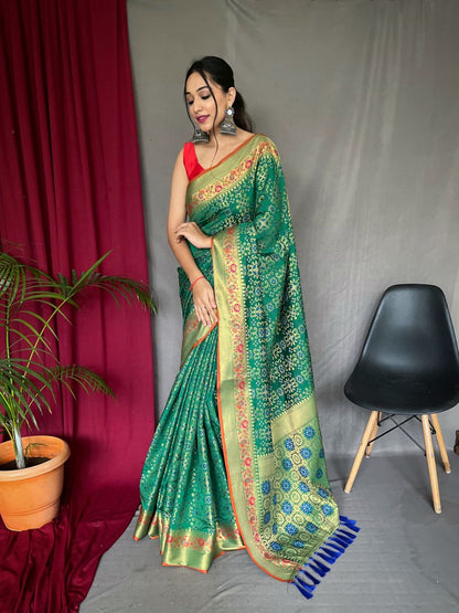 Green Color Paithani And Patola Saree