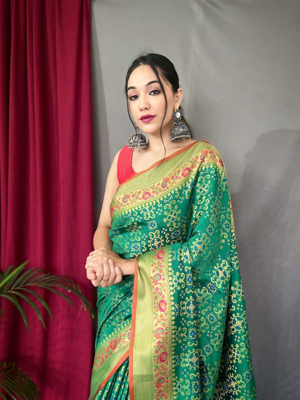 Green Color Paithani And Patola Saree