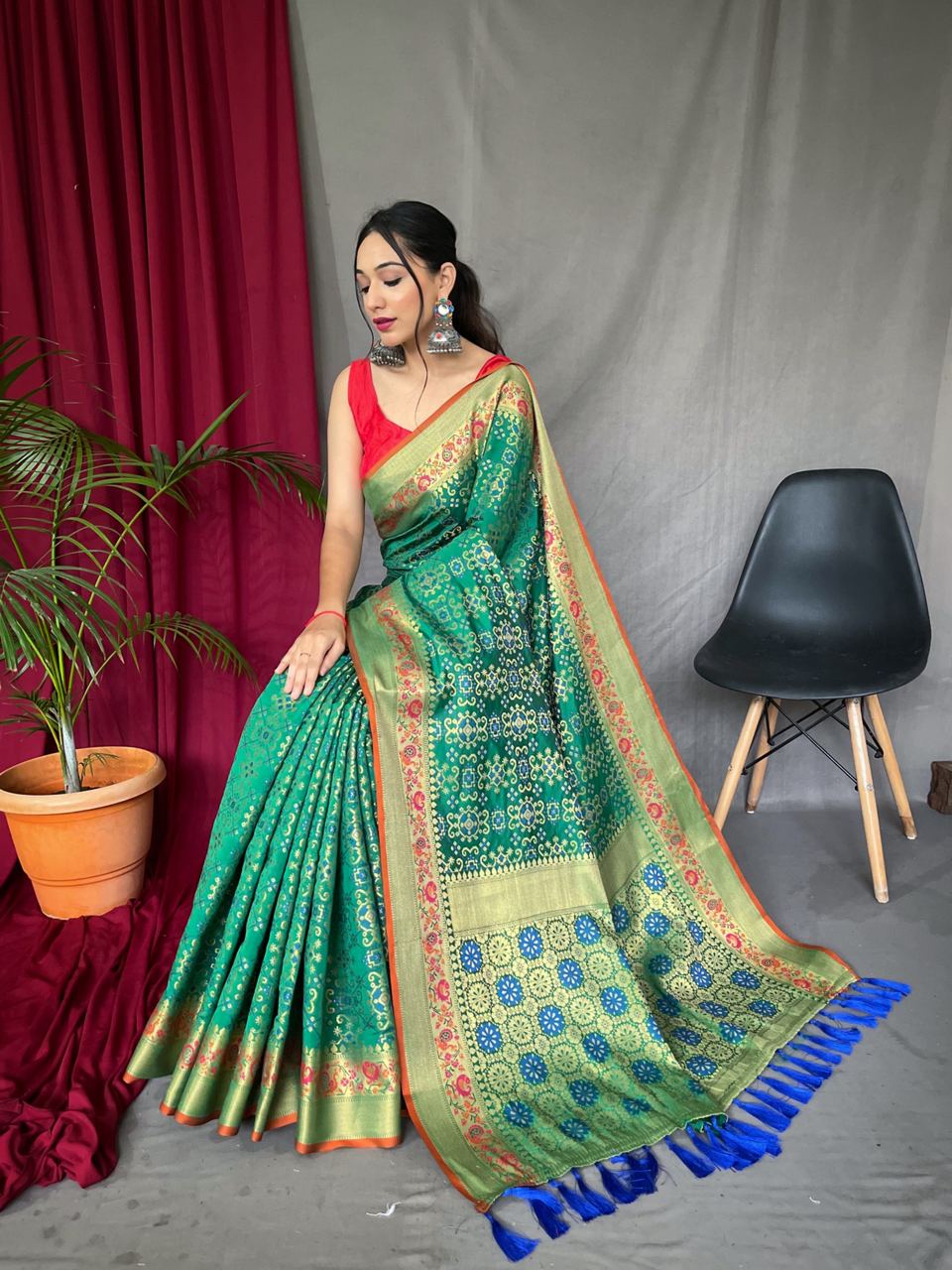 Green Color Paithani And Patola Saree