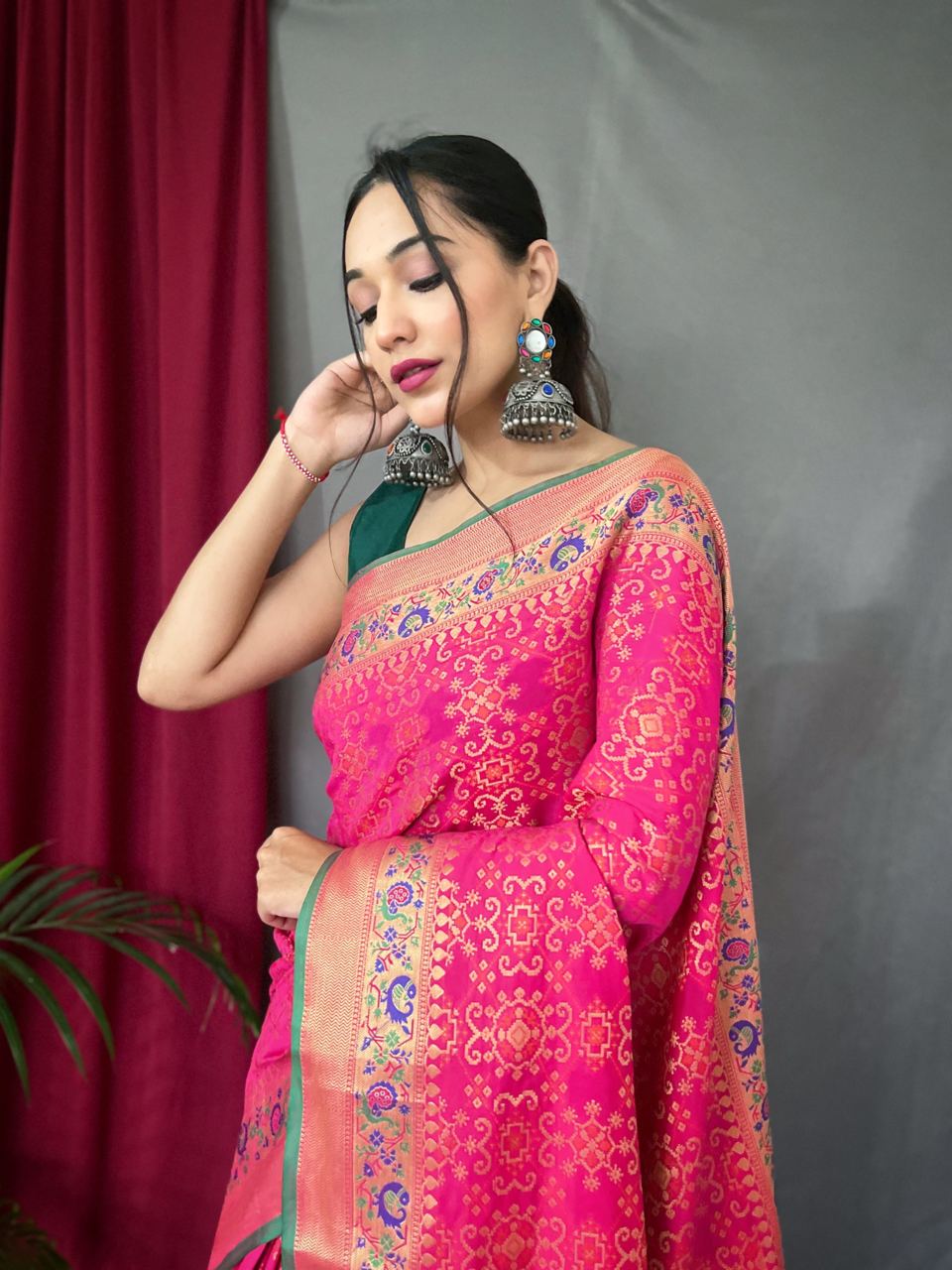 Pink Color Paithani And Patola Saree