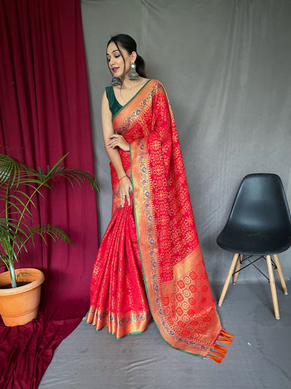 Red Color Paithani And Patola Saree