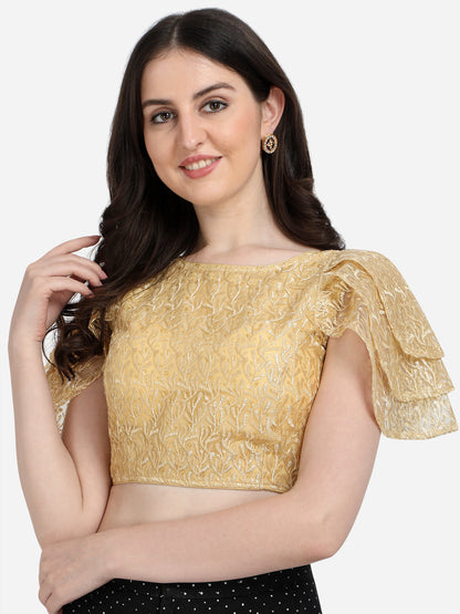 Exclusive Beige Color Ruffle Sleeve Party Wear Blouse