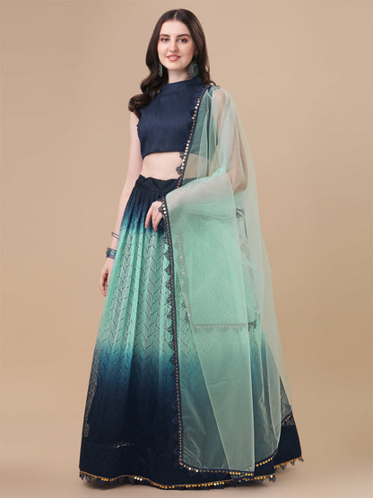 Double Tone Blue Color Rasal Net Lehenga Choli