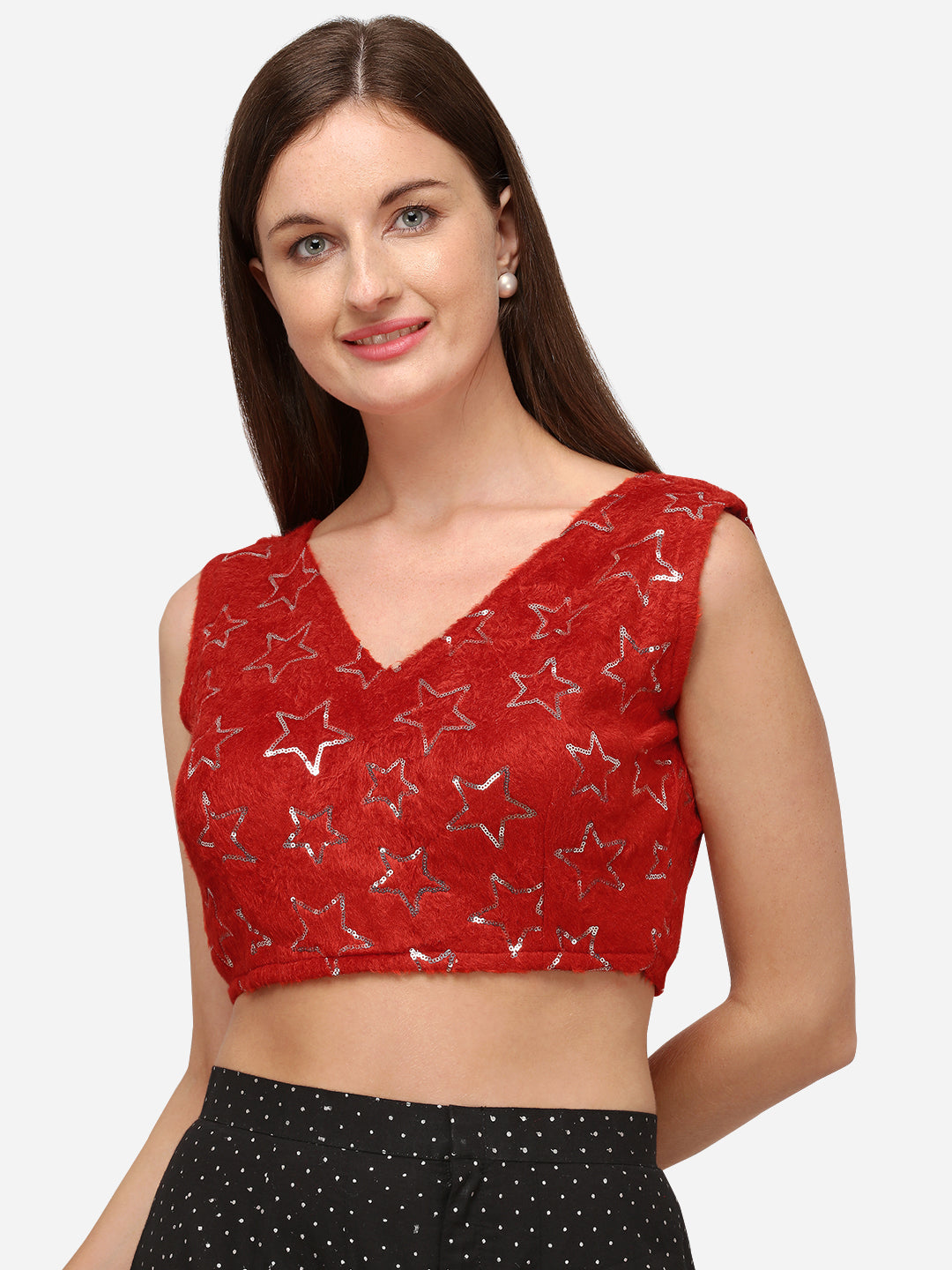 Red Color Sequence Work Designer Blouse