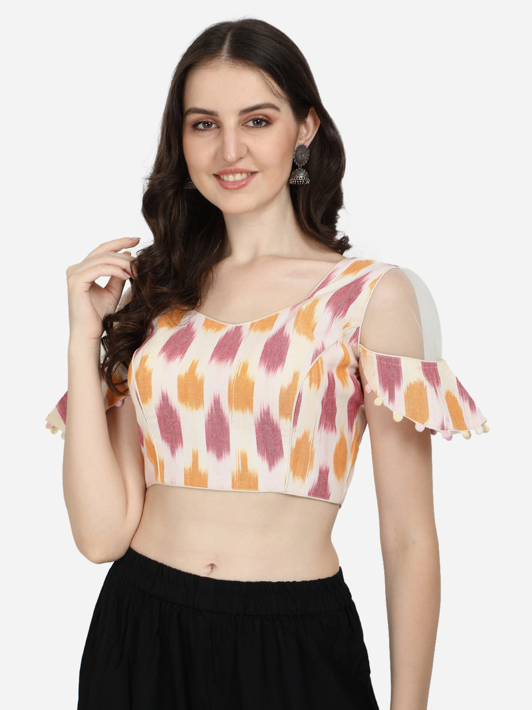 Exclusive Off-White Color Printed Cotton Readymade Blouse