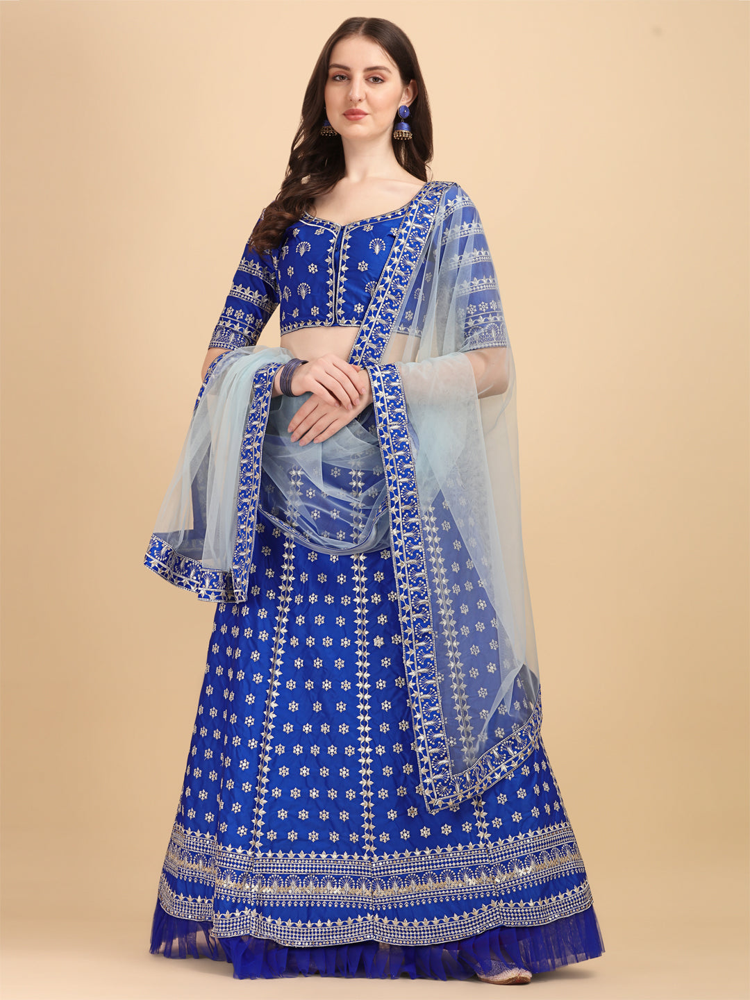 Blue Color Embroidered Sequence Work Lehenga Choli