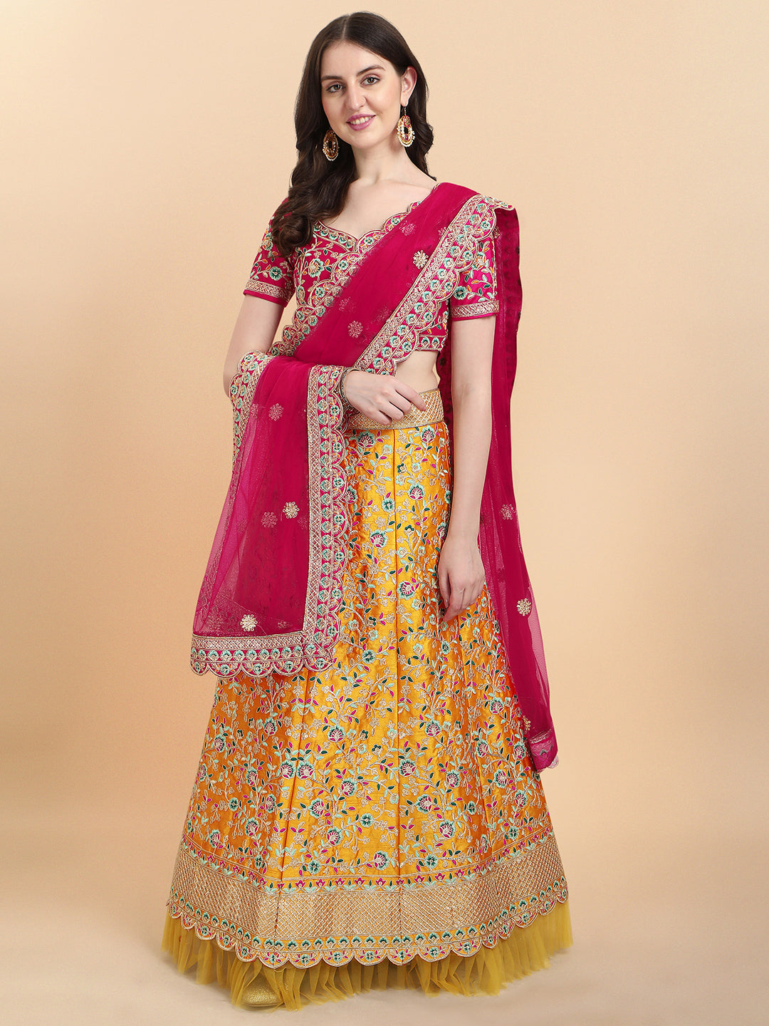 Popular $129 - $193 - Yellow Satin Silk Lehenga Choli and Yellow Satin Silk  Chaniya Choli Online Shopping