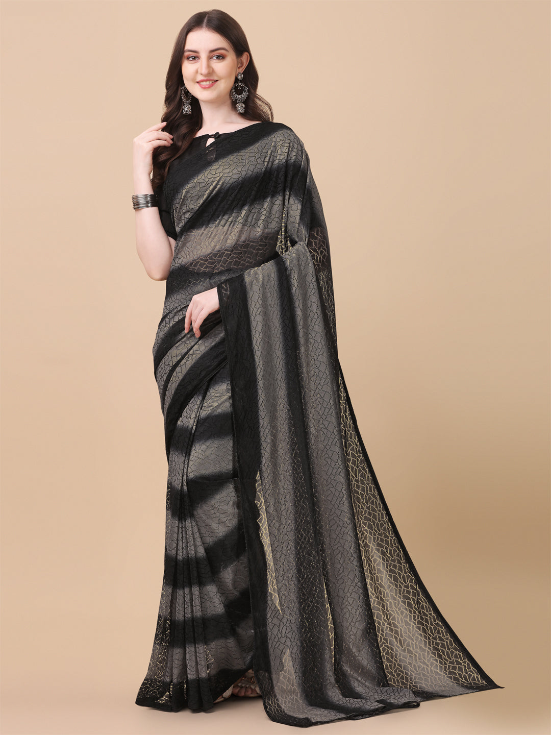 Good Looking Black Color Rasal Net Saree