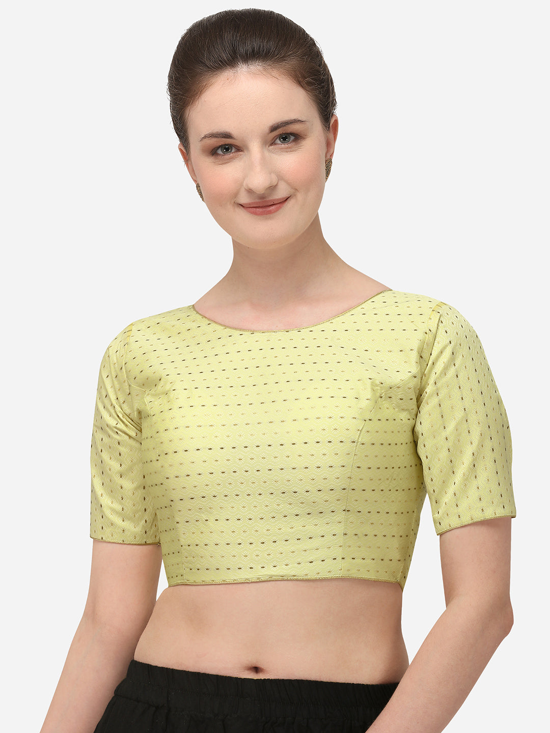 Off White Color Woven Design Jacquard Blouse