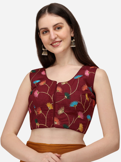 Beautiful Maroon Color Embroidered Sequin Work Blouse