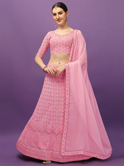 Outstanding Light Pink Color Embroidered Lehenga Choli