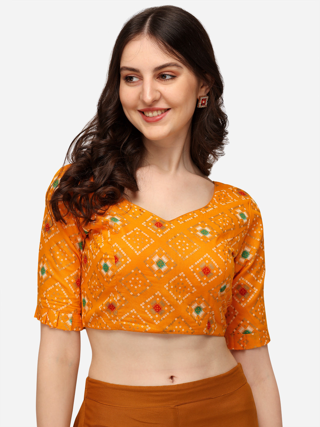 Exclusive Yellow Color Jacquard Work V Neck Readymade Blouse