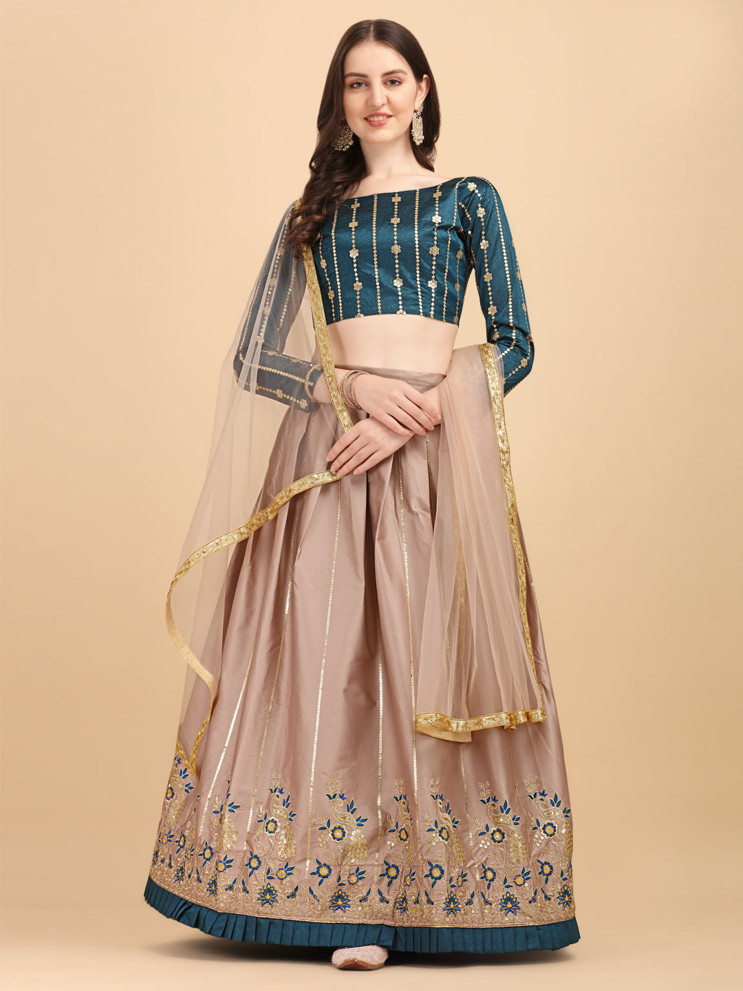 Function Wear Rosy Brown Color Phantom Silk Lehenga Choli