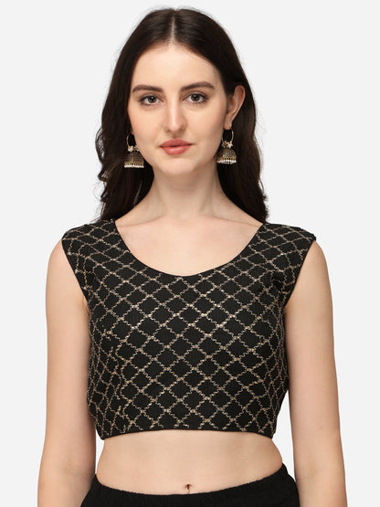 Chanderi Embroidered Work Black Color Blouse