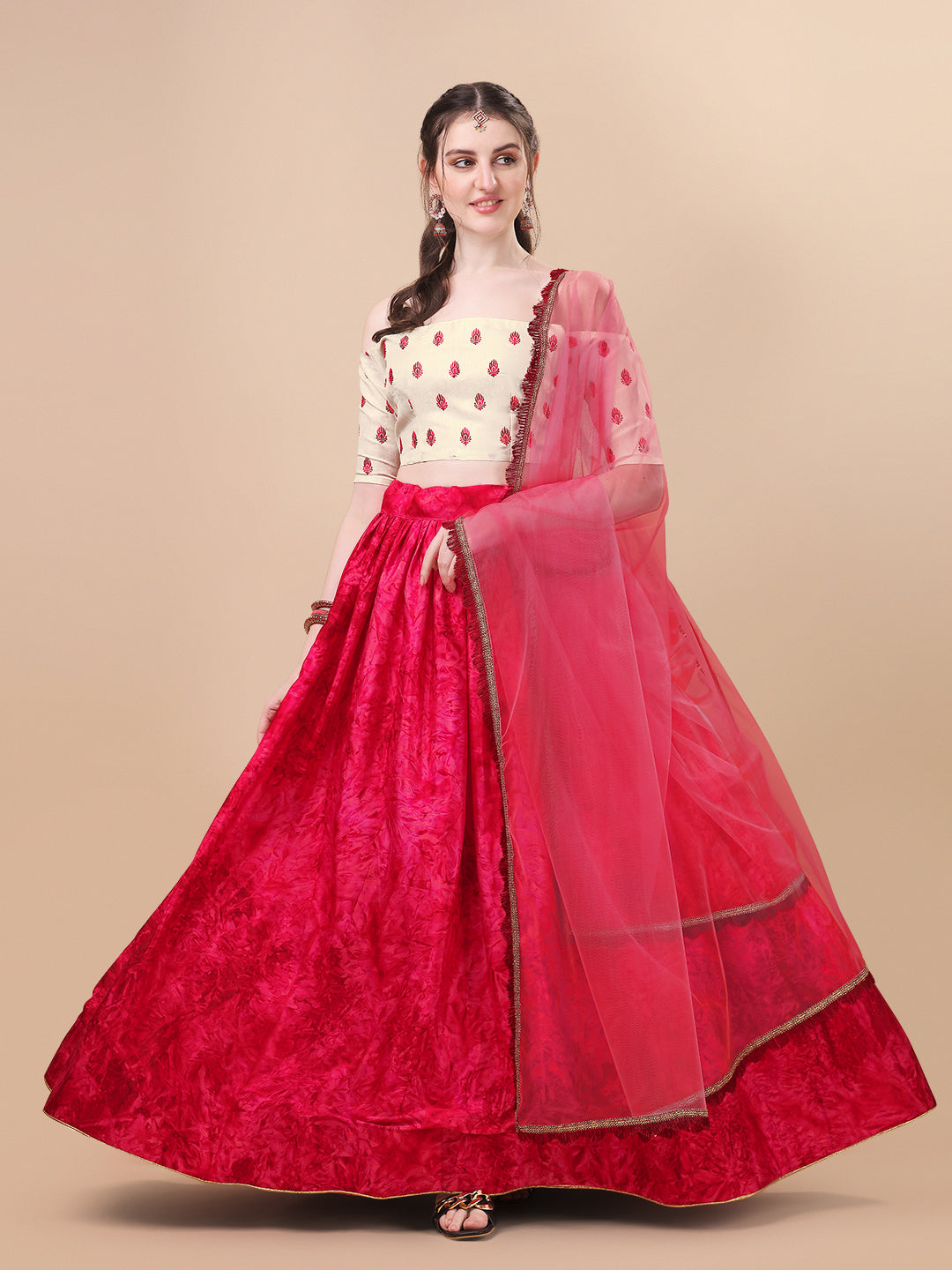 Trendy Digital Print Pink Color Silk Lehenga Choli