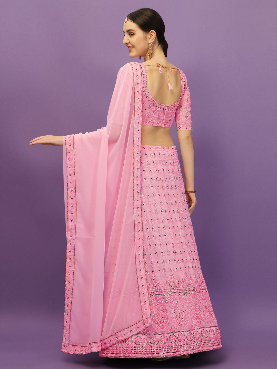 Outstanding Light Pink Color Embroidered Lehenga Choli