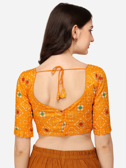 Exclusive Yellow Color Jacquard Work V Neck Readymade Blouse