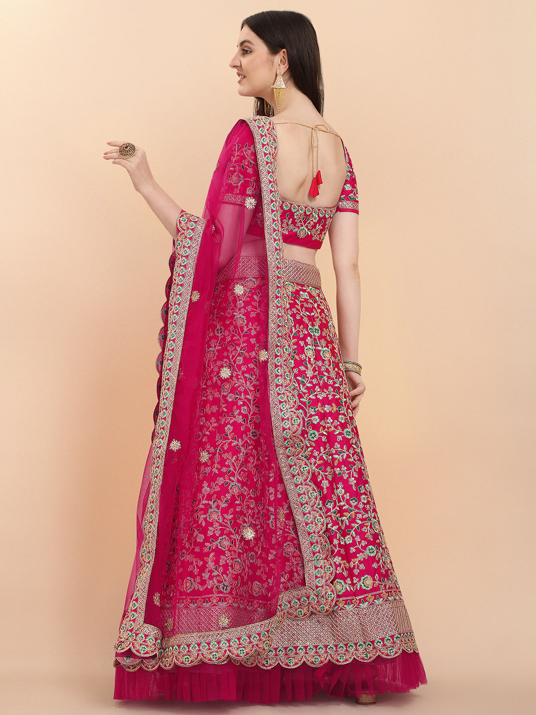 Pink Color Sequence Embroidered Work Silk Lehenga Choli