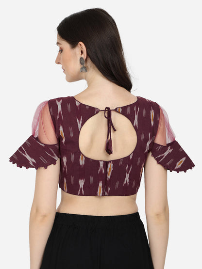 Exclusive Maroon Color Printed Cotton Readymade Blouse