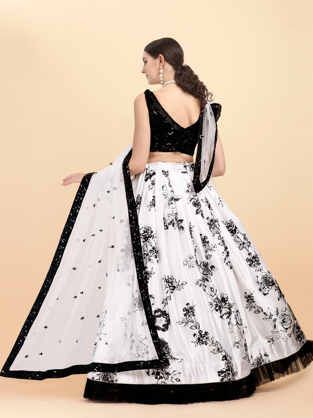 Black And White Innovative Printed Lehenga Choli