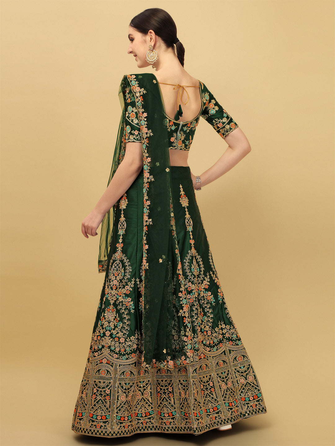 Wedding Wear Dark Green Color Sequence Work Lehenga Choli