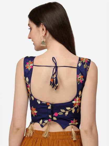 Blue Color Embroidered Sleeveless Blouse