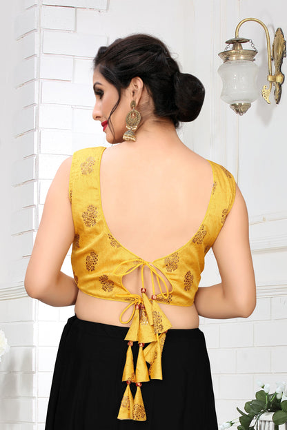 Fancy Imported Fabric Yellow Color Readymade Printed Blouse