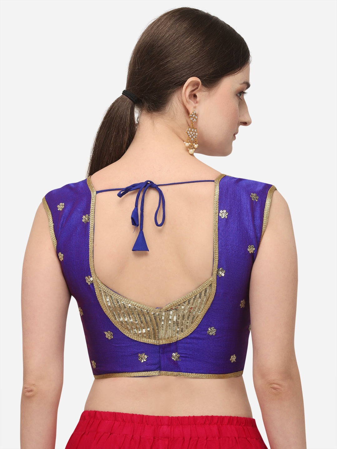 Designer Blue Color Embroidery Work Silk Blouse