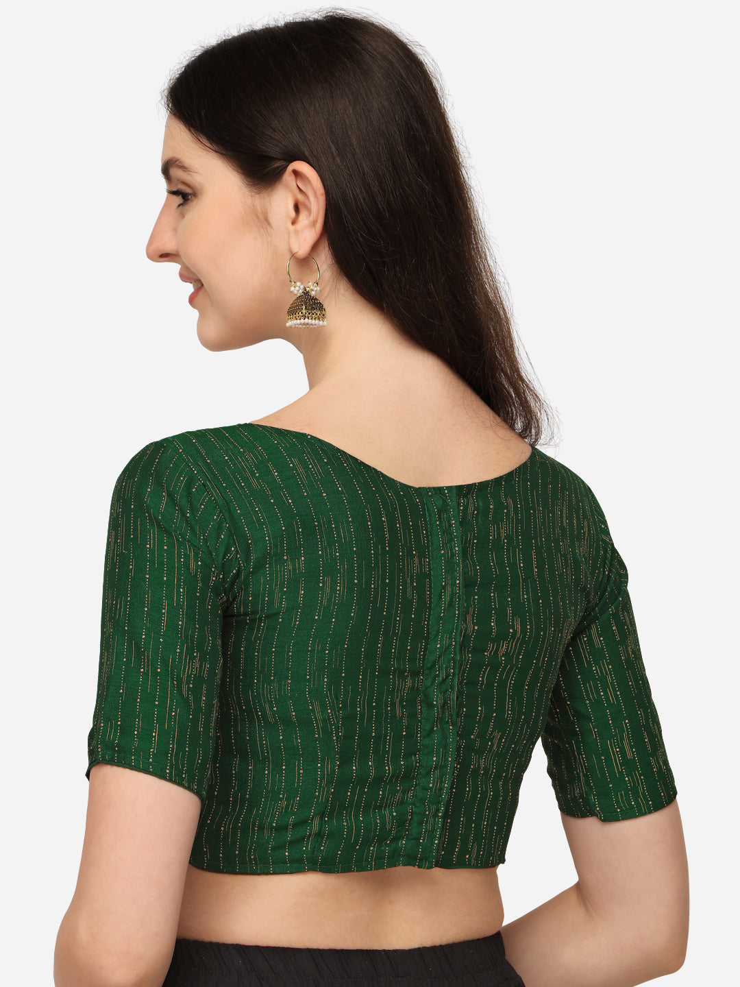 Glimmering Foil Work Green Color Beautiful Blouse