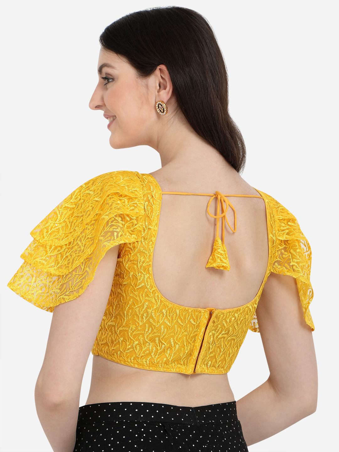 Exclusive Yellow Color Ruffle Sleeve Party Wear Blouse