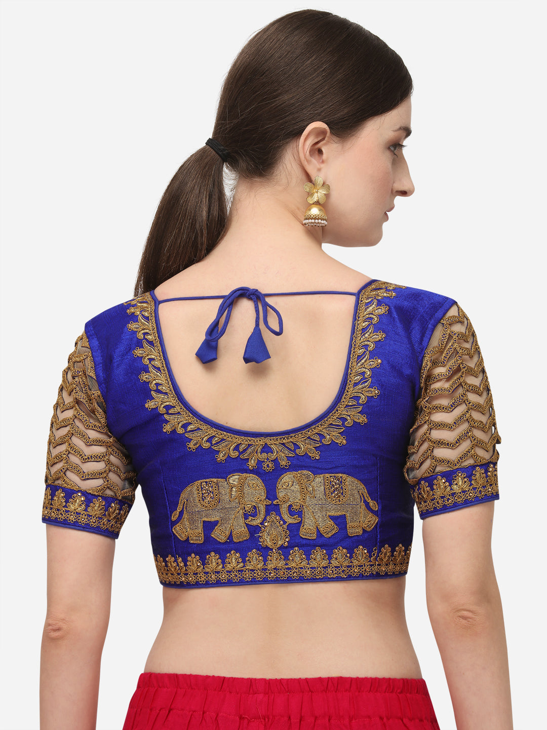 Blue Color Elephent Design Embroidery Work Blouse