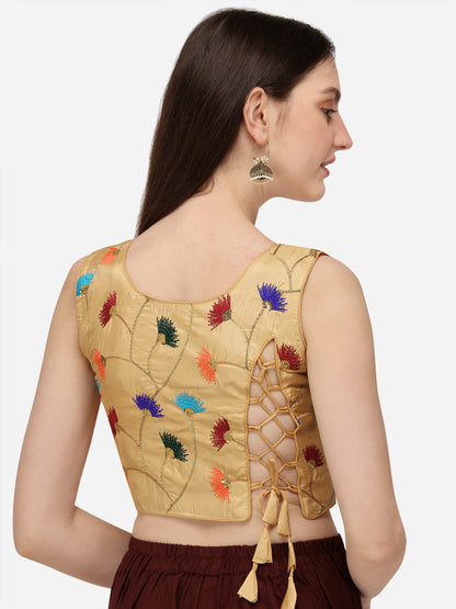 Beautiful Beige Color Embroidered Sequin Work Blouse